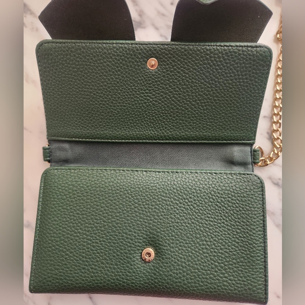 Green And Gold Leather Bow Bag **Please Read Discription** - Picture 4 of 8